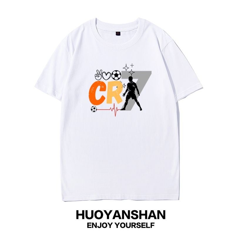 Ronaldo Cristiano Ronaldo Men's and Women's CR7 Cotton Loose-Fit Short-Sleeve T-Shirt - Perfect for Football Fans - Image 3