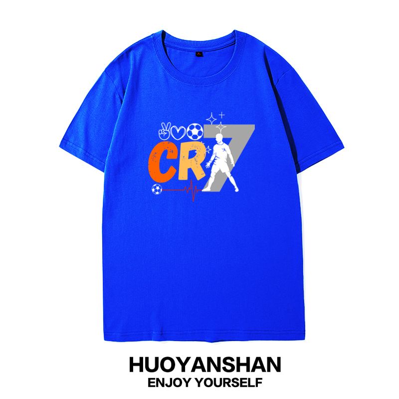 Ronaldo Cristiano Ronaldo Men's and Women's CR7 Cotton Loose-Fit Short-Sleeve T-Shirt - Perfect for Football Fans - Image 4