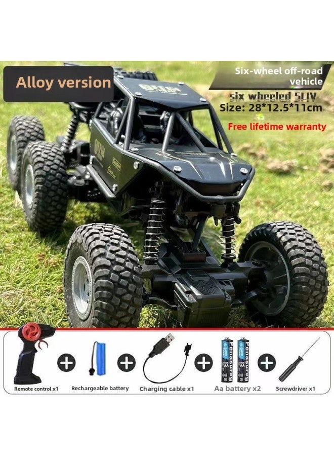 Oversized Remote Control Car Drift Off-road Vehicle Four-wheel Drive Climbing Blimps High-speed Racing Boy Charging Toy Car-Color:27cm [black] Alloy Off-road Vehicle-Scale:Two Sets Of Body Rechargeable Batteries + Remote Control Batteries + Charging Cable  - Image 1