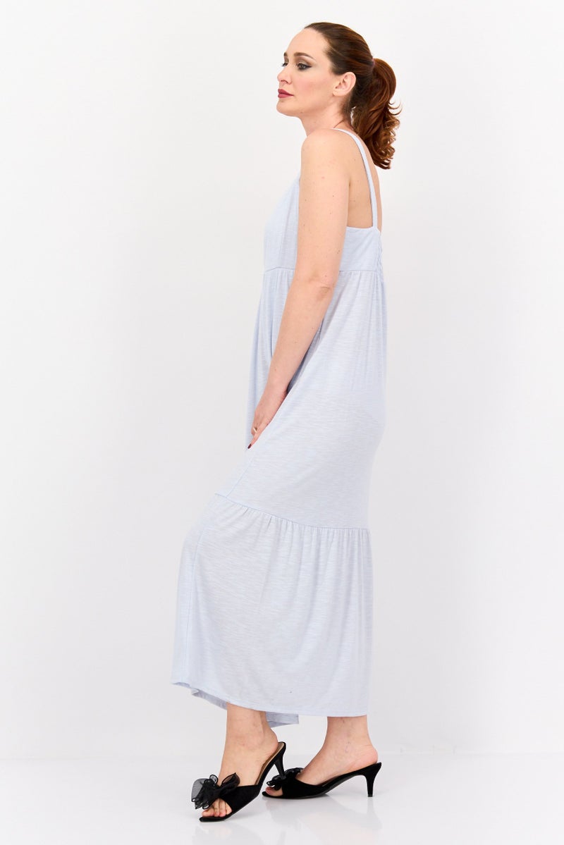 DEX Women Plain Maxi Dress, Light Blue - Image 3