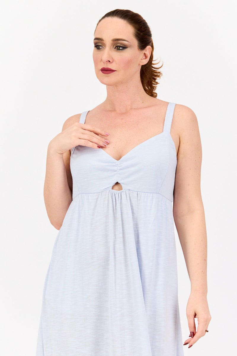 DEX Women Plain Maxi Dress, Light Blue - Image 2