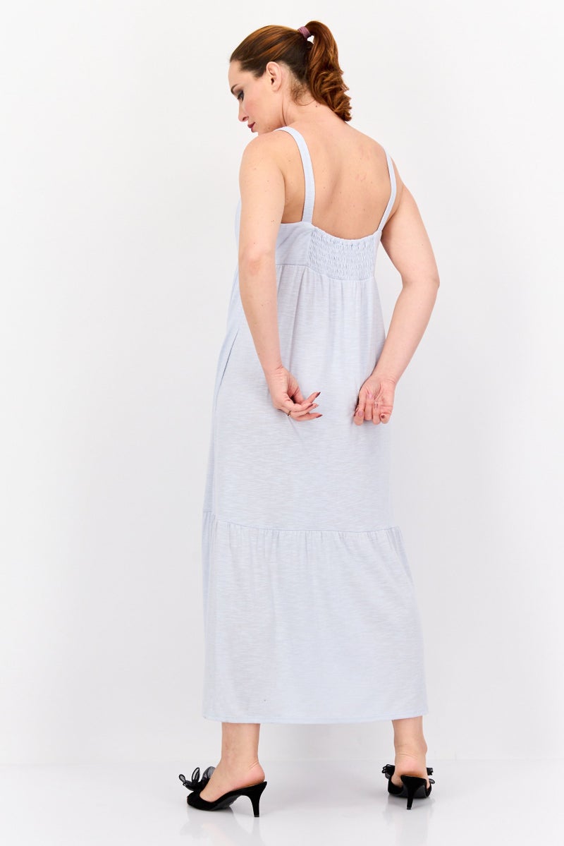 DEX Women Plain Maxi Dress, Light Blue - Image 4