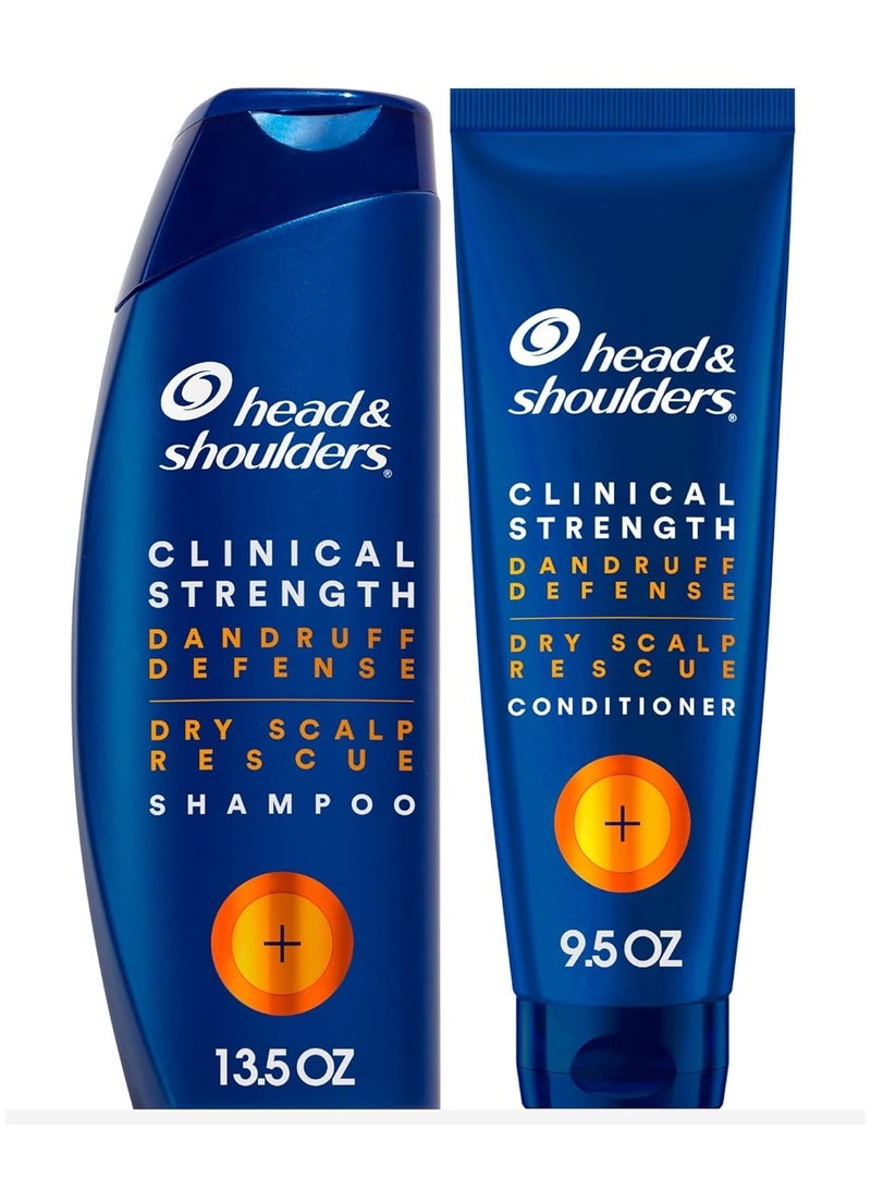 Head & Shoulders Head & Shoulders Dandruff Shampoo and Conditioner Set, Clinical Strength, Selenium Sulfide Formula, Dry Scalp Relief with Manuka Honey, Up to 100% Flake Protection, 13.5 & 9.1 Fl Oz, 2 Pack - Image 1