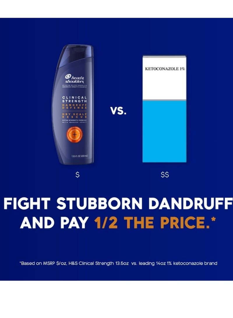 Head & Shoulders Head & Shoulders Dandruff Shampoo and Conditioner Set, Clinical Strength, Selenium Sulfide Formula, Dry Scalp Relief with Manuka Honey, Up to 100% Flake Protection, 13.5 & 9.1 Fl Oz, 2 Pack - Image 4