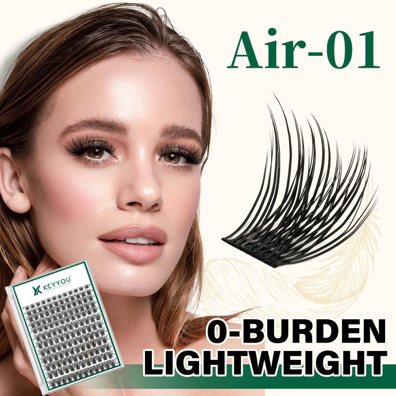KEYYOU Lash Clusters 144pcs Individual Lashes D Curl 16mm Eyelash Clusters Super Lightweight Air Touch Cluster Lashes Soft&Wispy Comfortable Easy to DIY at Home(Air01-D-16mm) - Image 2
