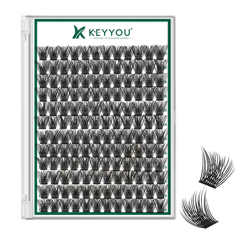 KEYYOU Lash Clusters 144pcs Individual Lashes D Curl 16mm Eyelash Clusters Super Lightweight Air Touch Cluster Lashes Soft&Wispy Comfortable Easy to DIY at Home(Air01-D-16mm) - Image 1