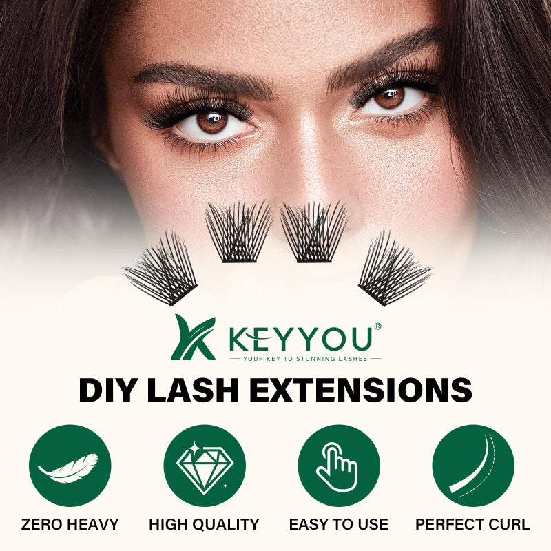 KEYYOU Lash Clusters 144pcs Individual Lashes D Curl 16mm Eyelash Clusters Super Lightweight Air Touch Cluster Lashes Soft&Wispy Comfortable Easy to DIY at Home(Air01-D-16mm) - Image 3