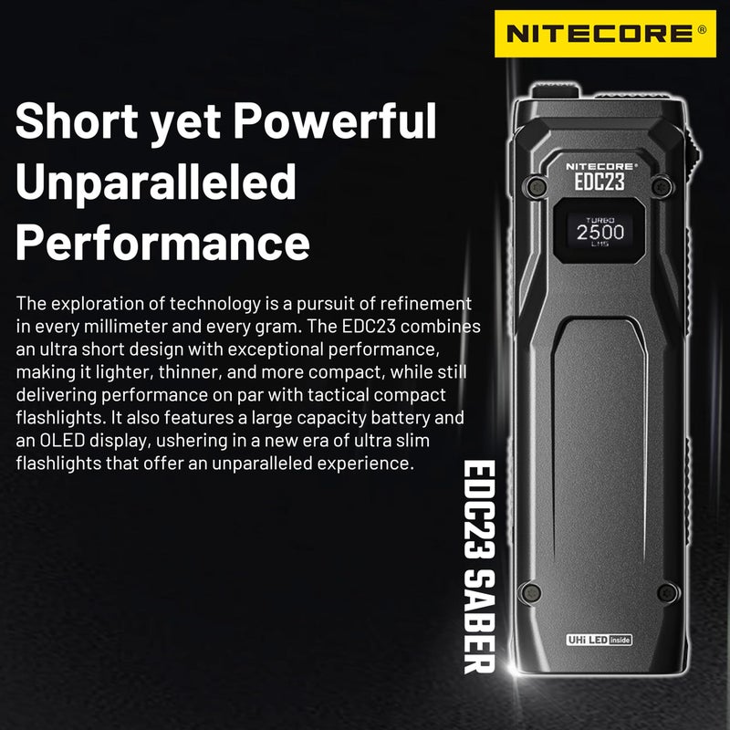 Nitecore EDC23 2500 Lumen Ultra Slim Pocket Tactical EDC Flashlight - Image 2