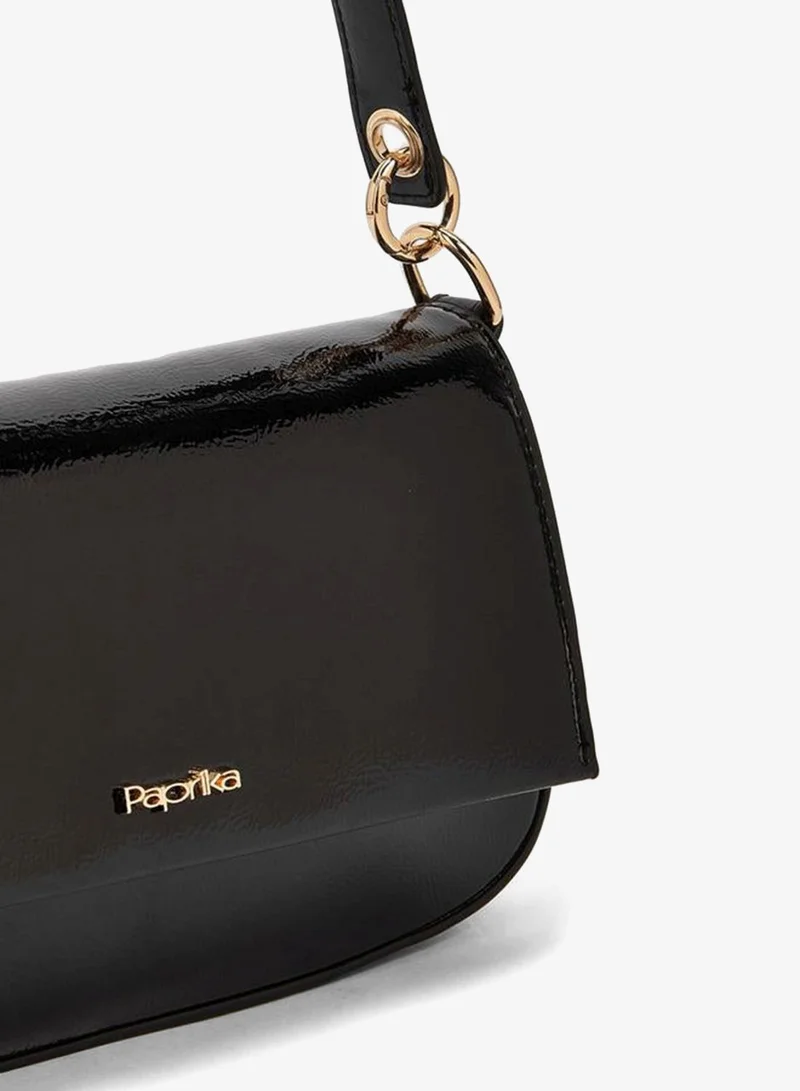 Paprika BLACK Solid Shoulder Bag With Top Handle for Women | Best Price UAE