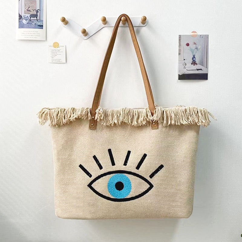 Tassel Bag Embroidered Large Capacity Handbag Beach Bag Women'S Bag Fashion Sale - Image 1