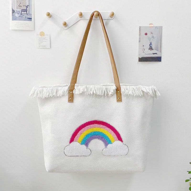 Tassel Bag Embroidered Large Capacity Handbag Beach Bag Women'S Bag Fashion Sale - Image 2
