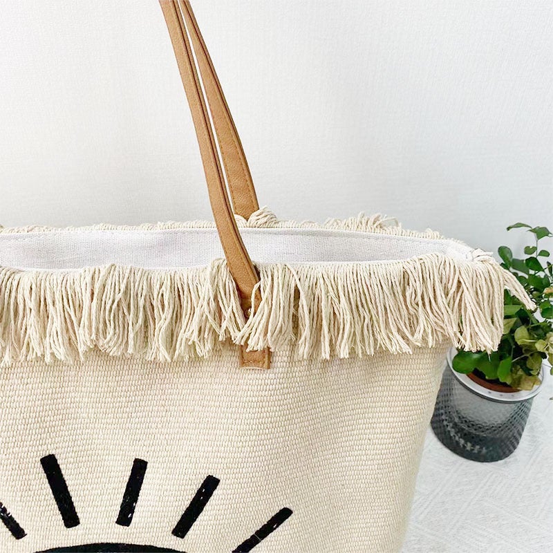 Tassel Bag Embroidered Large Capacity Handbag Beach Bag Women'S Bag Fashion Sale - Image 4