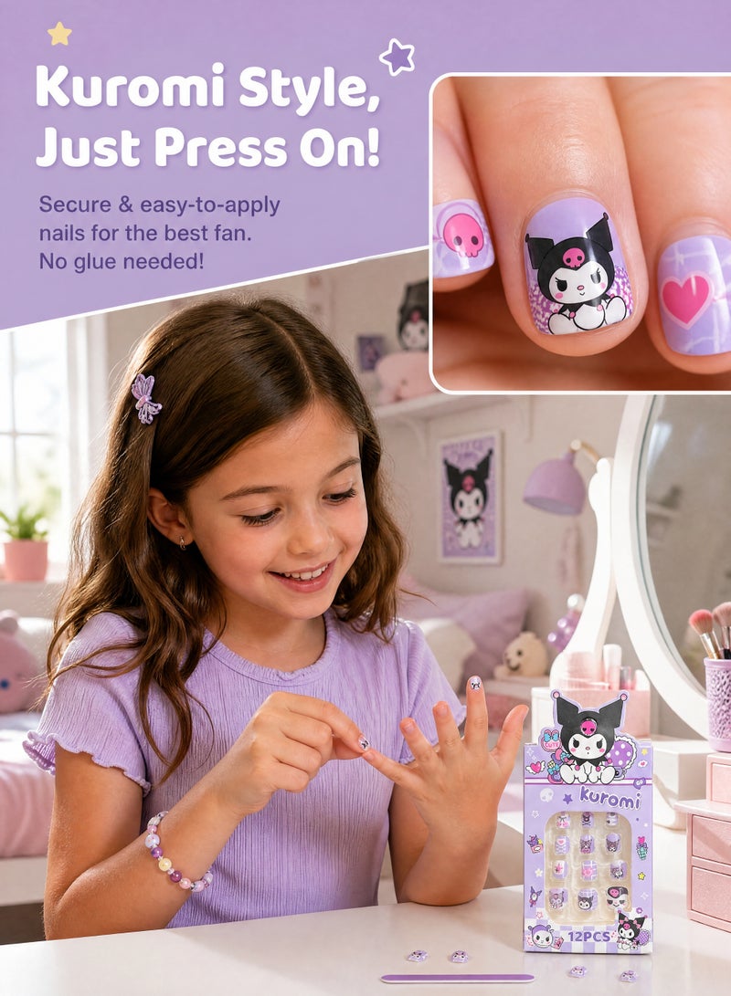 Sanrio Press-On Nails for Girls - Kuromi, Hello Kitty, My Melody, Cinnamoroll, Pochacco, Pompompurin - 6 Pack - Image 2