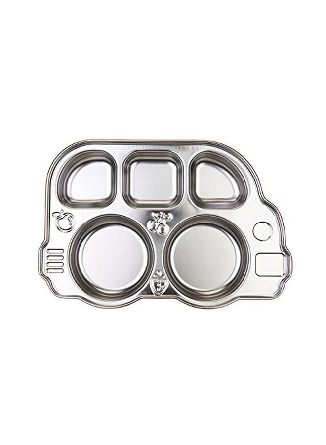 Innobaby Stainless Bus Plate with Airtight Sectional Lid, The Original, Leak-Resistant Divided Platter, Mom Invented Fun Shape Plate Din Din SMART for Babies, Toddlers and Kids, BPA Free Plate - Image 1