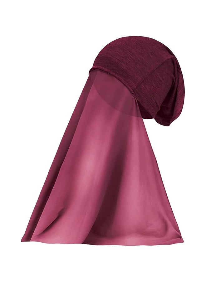 Chiffon Instant Hijab for Women Muslim Under Scarf Tube Cap with Veil Fashion Islam Solid Color Headscarf Turban Wrap-Wine red - Image 4