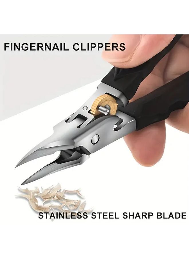 Heavy Duty Curved Blade Nail Clippers 1pc For Thick Ingrown Toenails Non Slip Grip - Image 3