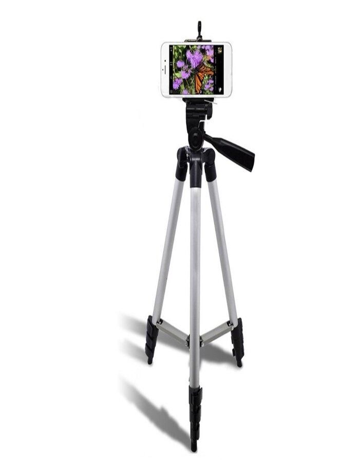 Smartphone Tripod With Bluetooth Remote Silver/Black - Image 1