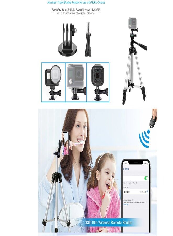 Smartphone Tripod With Bluetooth Remote Silver/Black - Image 4