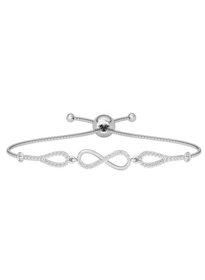 Clara 925 Pure Silver Stone Infinity Hand Bracelet | Adjustable, Anti Tarnish, Swiss Zirconia | Gift for Women and Girls - Image 1