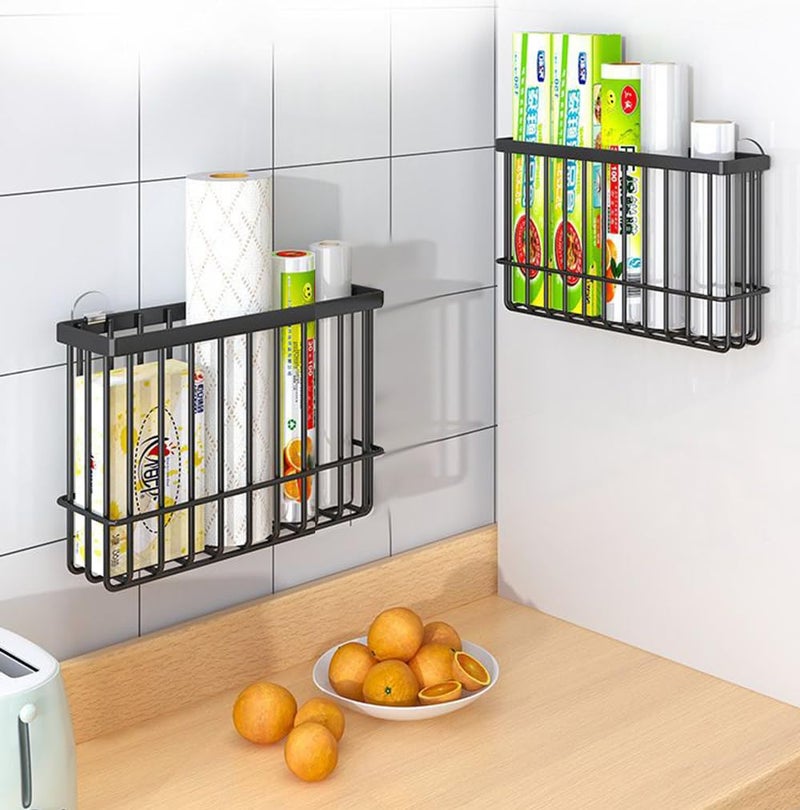 EigPluy 2 Piece Kitchen Cabinet Door Storage Box,Self Adhesive Wall Mounted Storage Boxes,Wardrobe/Bathroom/Refrigerator Small Items Organizer Storage Box (Black) - Image 4