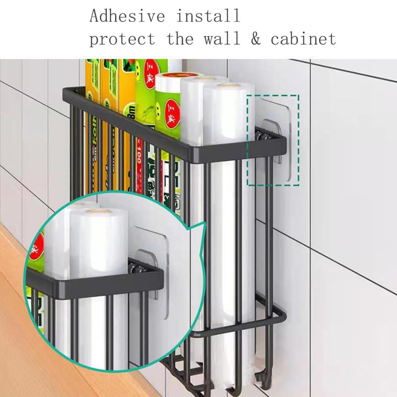 EigPluy 2 Piece Kitchen Cabinet Door Storage Box,Self Adhesive Wall Mounted Storage Boxes,Wardrobe/Bathroom/Refrigerator Small Items Organizer Storage Box (Black) - Image 5