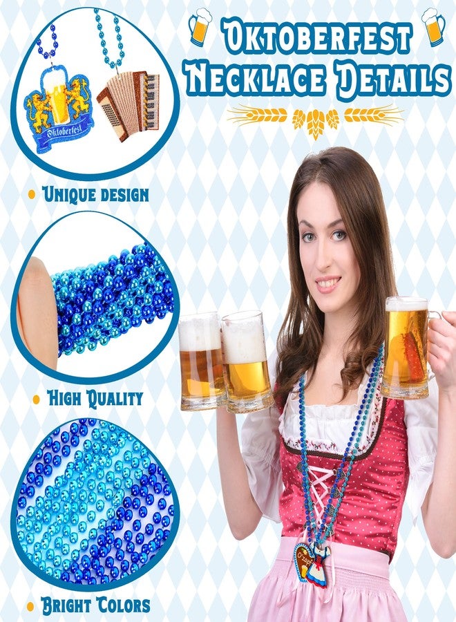 EOBOH 50PCS Oktoberfest Necklaces Decorations, 12 Kinds of Oktoberfest Beads Necklaces, Blue Necklace with Felt Classic Pendants, Octoberfest Accessories for German Bavarian Festival Party Supplies - Image 3