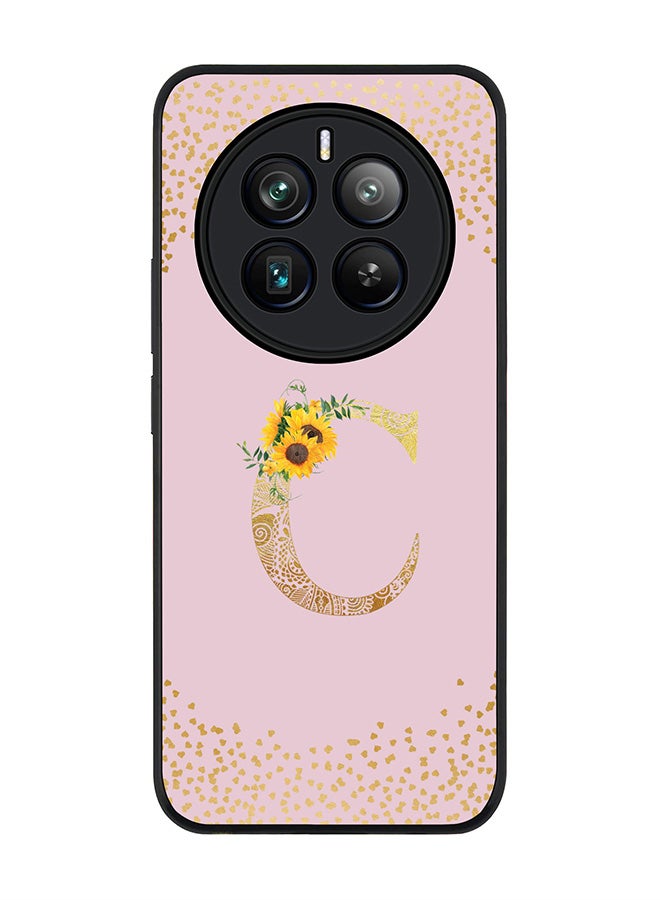 Stylizedd Rugged Black edge case for Realme 12 Pro / Realme 12 Pro Plus 5G, Custom Monogram Initial Letter Mandala Floral Pattern Alphabet-C (Pink ) - Image 1