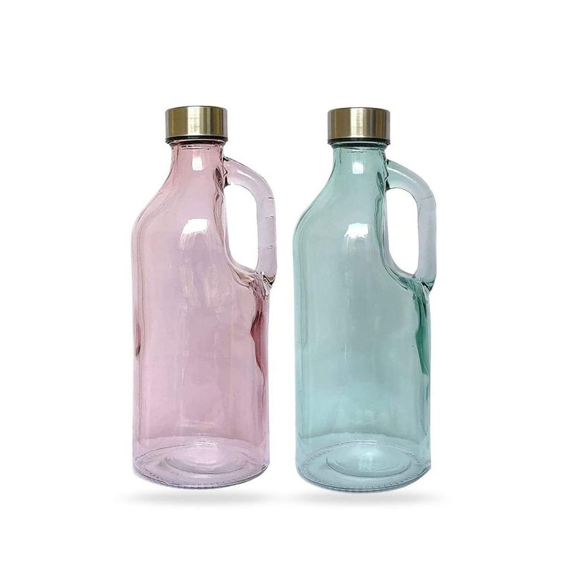 TAGROCK Multicolor Airtight Fridge Handle Glass Milk, Juice & Water Bottle with Leak Proof Lid for Refrigerator, Set of 2, 1000ml - Image 5