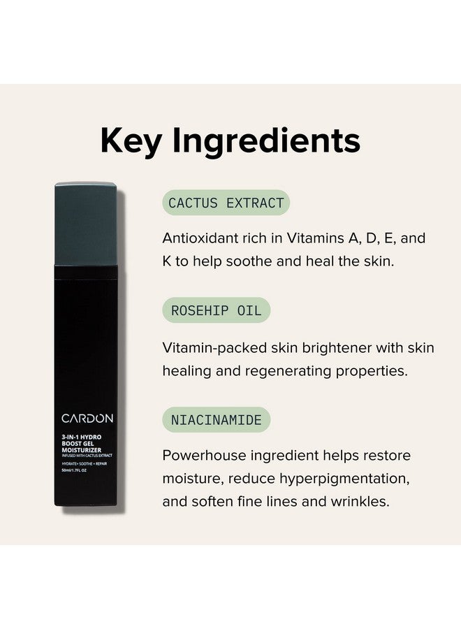Cardon Antiaging Face Moisturizer For Men Korean Skincare Facial Lotion Hydro Boost Gel Healing Cactus Extract Reduce Wrinkles Repair Acne Scars Ultra Light Face Cream (1 Ct) - Image 5