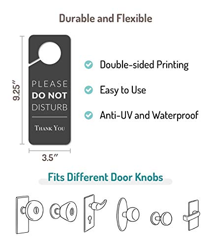 Fun-Plus Do Not Disturb Door Hanger Sign, 2 Pack (Printed on Both Sides), 9.3″x3.5″PVC Plastic, Please Do Not Disturb Sign for Home, Office, Hotel, Bathroom, Bedroom, Pumping, Breastfeeding, Therapists, Clinic - Image 2