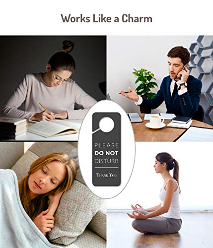 Fun-Plus Do Not Disturb Door Hanger Sign, 2 Pack (Printed on Both Sides), 9.3″x3.5″PVC Plastic, Please Do Not Disturb Sign for Home, Office, Hotel, Bathroom, Bedroom, Pumping, Breastfeeding, Therapists, Clinic - Image 4