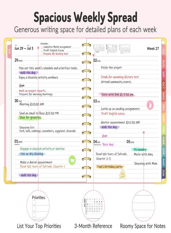 Forvencer Jul 2025 - Dec 2026 Planner, Forvencer Academic Planner 2025-2026, 18 Month Daily Planner, 8.5" x 11", Weekly & Monthly Agenda Book, Hardcover Calendar Book, School Supplies for Student Teacher, - Image 4