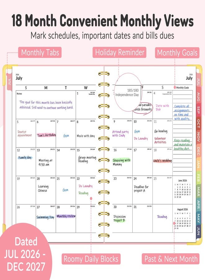 Forvencer Jul 2025 - Dec 2026 Planner, Forvencer Academic Planner 2025-2026, 18 Month Daily Planner, 8.5" x 11", Weekly & Monthly Agenda Book, Hardcover Calendar Book, School Supplies for Student Teacher, - Image 3