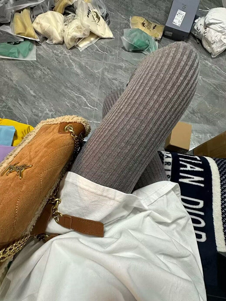 سروال ليجنز محبوك للنساء. ملابس خارجية سميكة لفصلي الربيع والخريف. النسخة الكورية من بنطلون حراري ضيق الخصر عالي. بنطلونات ضيقة للنساء. - Image 3