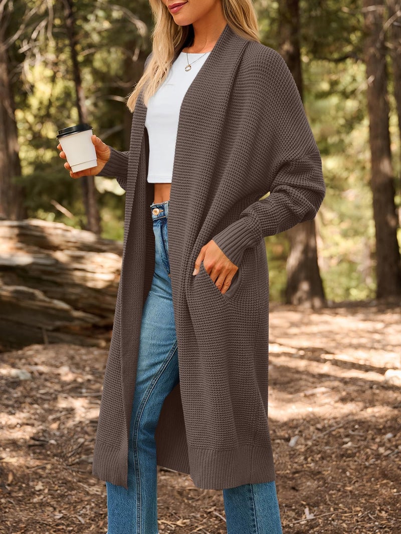 LILLUSORY Long Cardigan Sweaters for Women Fall Trendy Oversized Open Front Winter Coat Blazer 2025 Cozy Chunky Knit Sweater Jacket Outwear Coats LightCamel S - Image 3