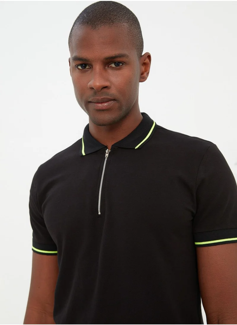 trendyol Contrast Edge Half Zip Polo