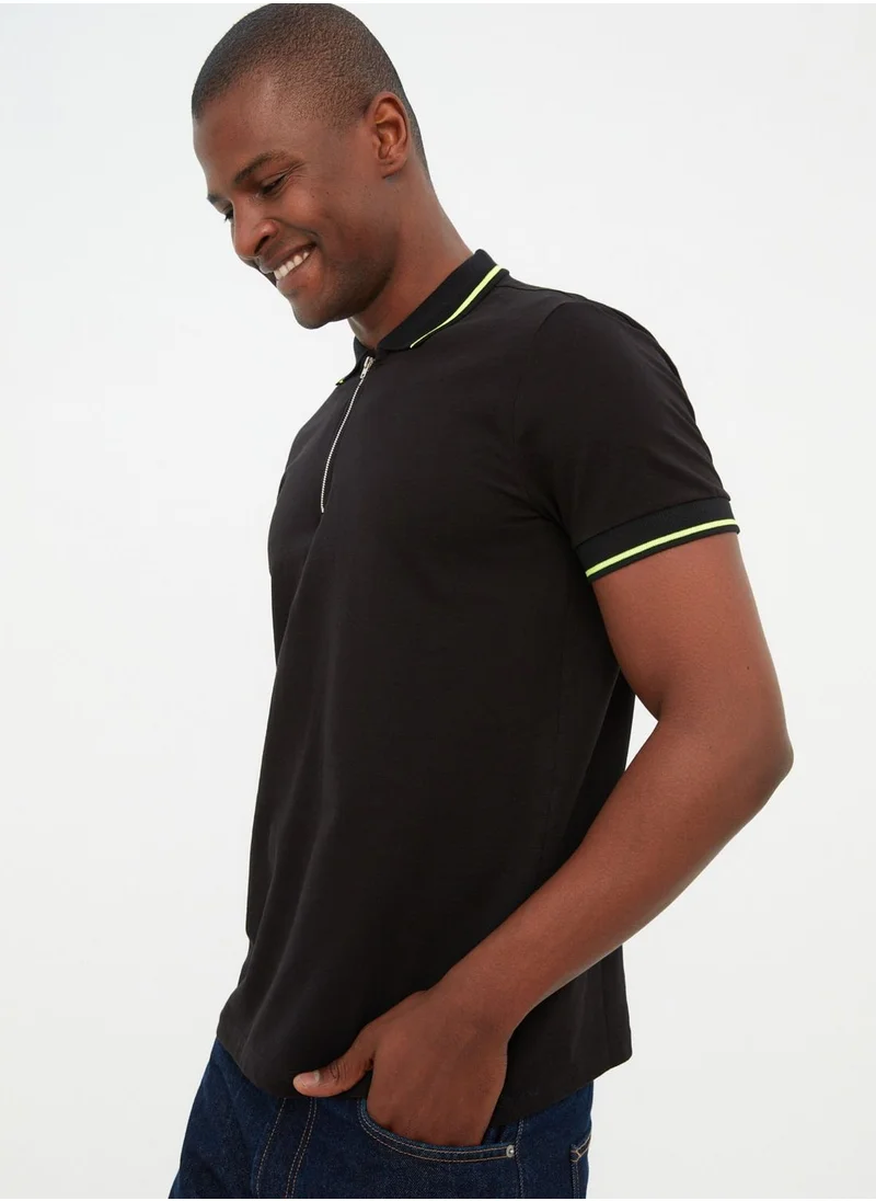 trendyol Contrast Edge Half Zip Polo