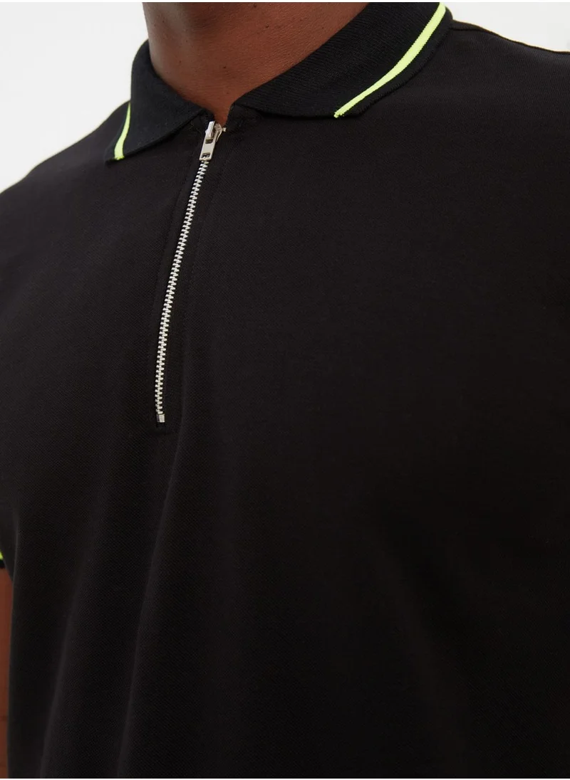 trendyol Contrast Edge Half Zip Polo