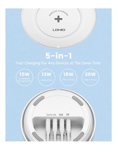 LDNIO Desktop Wireless Charging Station AW003 5 In 1 charging station with 15W wireless + PD20W + QC18W+2Auto-ID 12W COMPATIBLE WITH ALL IPHONE SERIES 16/15/14/13/12/11/XS MAX AND ALL ANDROID DEVICES  - Image 2