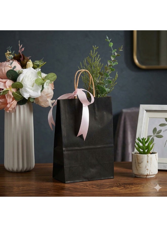 971 Junction Premium Black Gift Bags with Handles, Black Kraft Paper Gift Bags (10 Pcs) – 22 x 27x11cm Large Matte Tote Bags, Eco-Friendly Heavy Duty Matte Kraft Paper Bags for Weddings, Birthdays, Retail, Party Favors Shopping, and DIY Gifts - Image 1