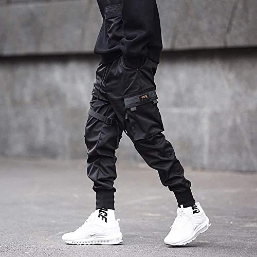 Niepce Inc Streetwear Mens Techwear Jogger Pants with Straps (Black-1, Large) - Image 3