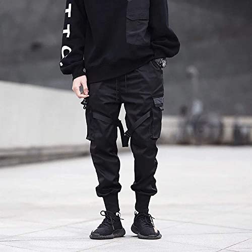 Niepce Inc Streetwear Mens Techwear Jogger Pants with Straps (Black-1, Large) - Image 2