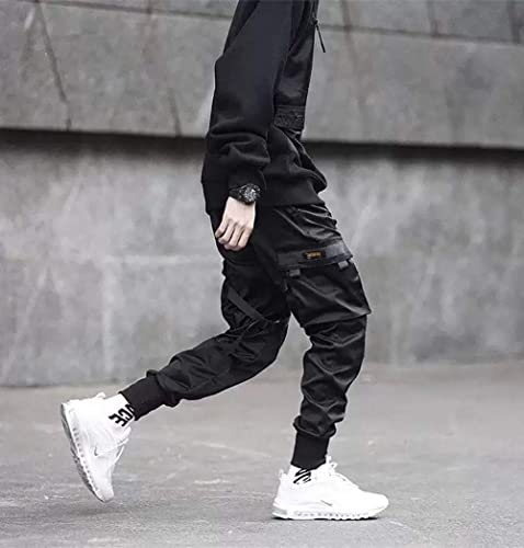 Niepce Inc Streetwear Mens Techwear Jogger Pants with Straps (Black-1, Large) - Image 4