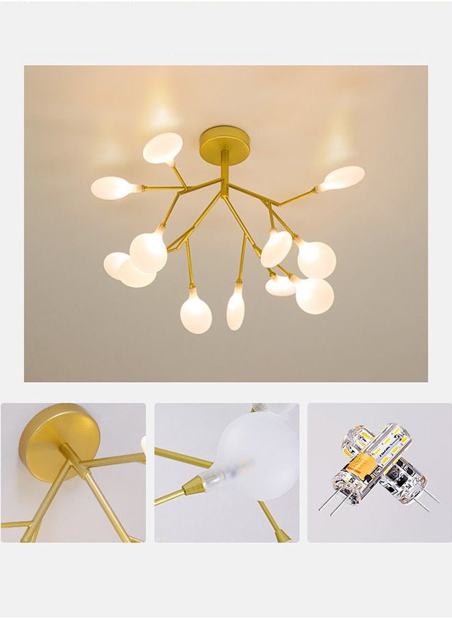 LED Chandelier Gold Hanging Light Warm Light