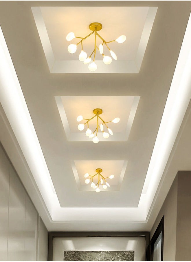 LED Chandelier Gold Hanging Light Warm Light
