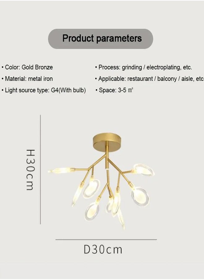 LED Chandelier Gold Hanging Light Warm Light