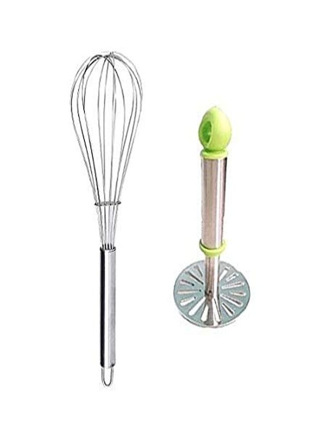 Liolis Combo of Stainless Steel Egg Whisk & Potato/Pav Bhaji/Vegetable Masher - Image 1