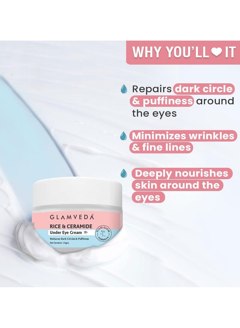 Glamveda Rice & Ceramide Under Eye Cream | Reduces Dark Circles & Puffiness | 15 gm - Image 3
