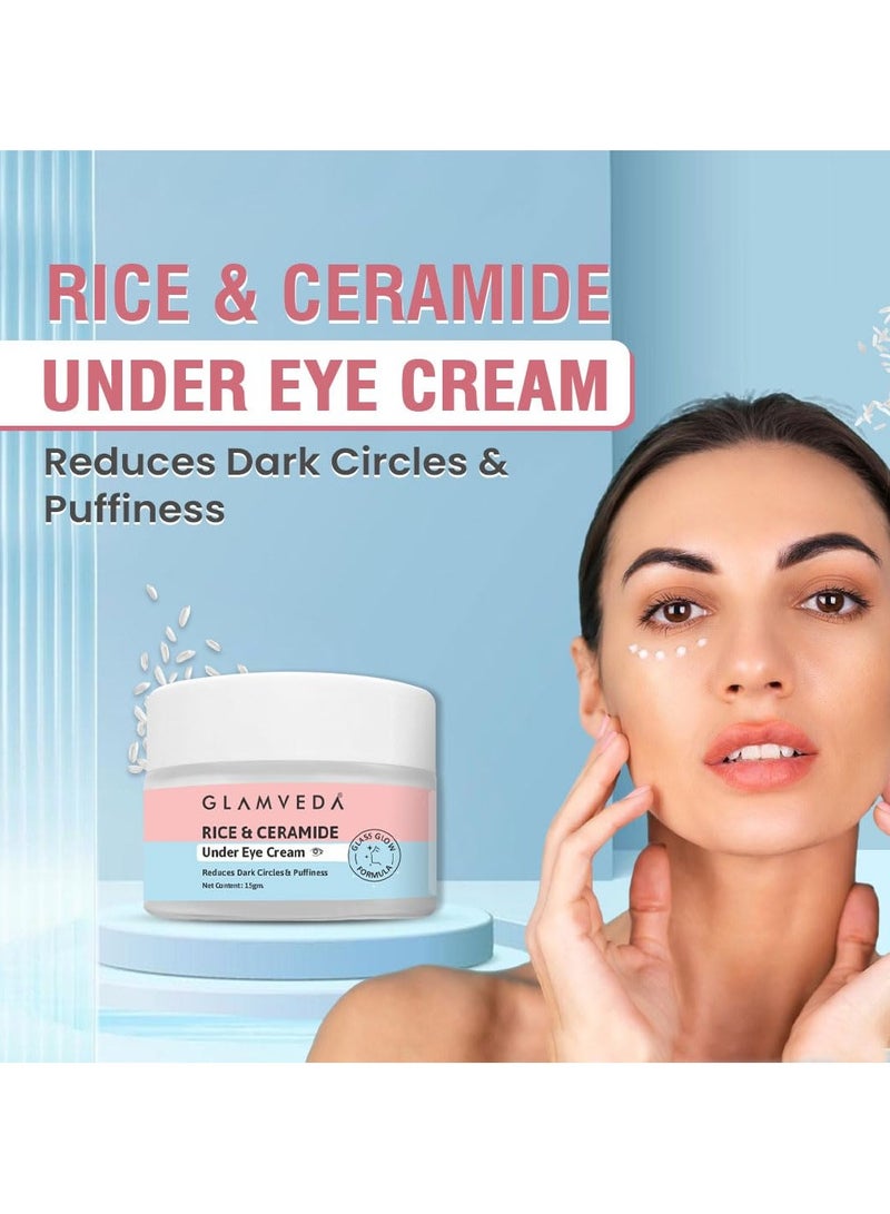 Glamveda Rice & Ceramide Under Eye Cream | Reduces Dark Circles & Puffiness | 15 gm - Image 2