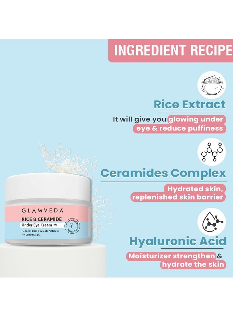 Glamveda Rice & Ceramide Under Eye Cream | Reduces Dark Circles & Puffiness | 15 gm - Image 4